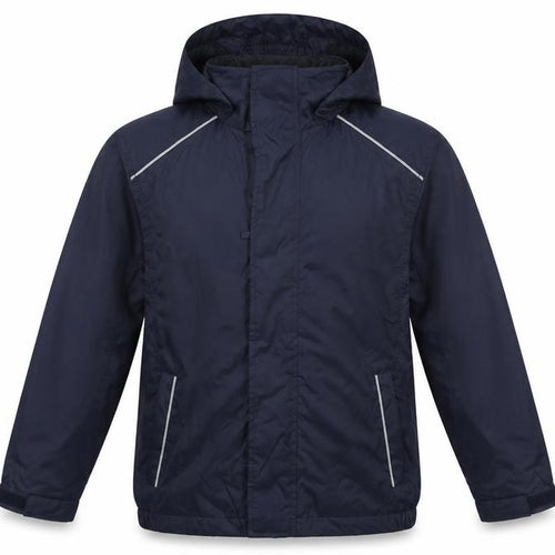 Poini Boys Blue 9-10 Years Hooded Rain Jacket Reflective Lined