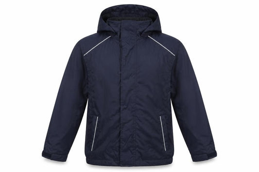 Poini Boys Blue 9-10 Years Hooded Rain Jacket Reflective Lined