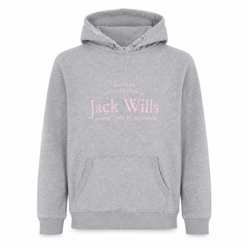 Jack Wills Girls Grey Pink Logo Pullover Hoodie 14-15 Years
