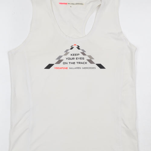 Vodafone McLaren Mercedes Women's White XL Racerback Racing Tank Top