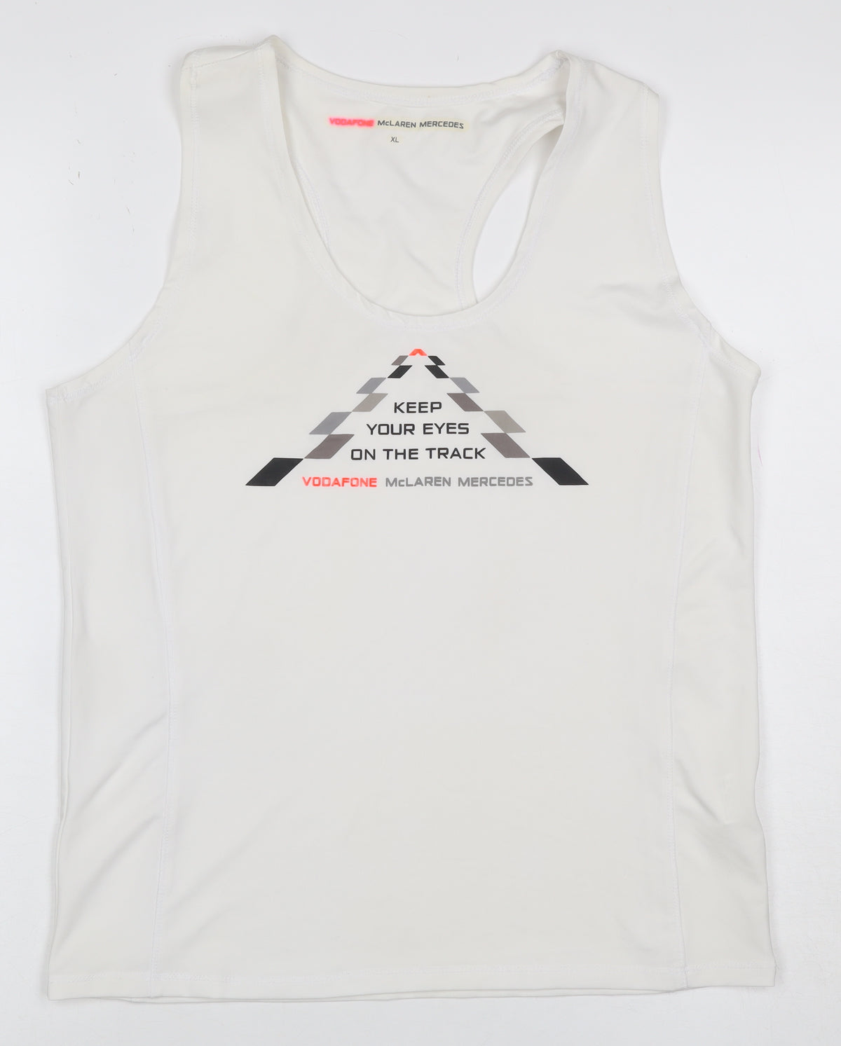 Vodafone McLaren Mercedes Women's White XL Racerback Racing Tank Top