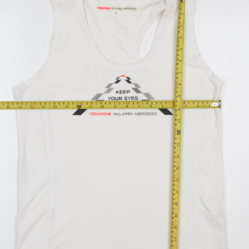 Vodafone McLaren Mercedes Women's White XL Racerback Racing Tank Top