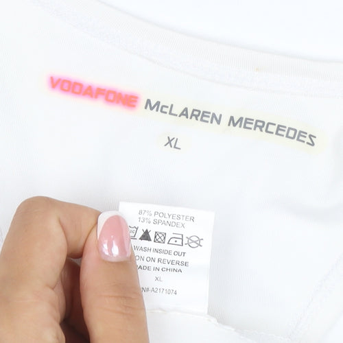 Vodafone McLaren Mercedes Women's White XL Racerback Racing Tank Top