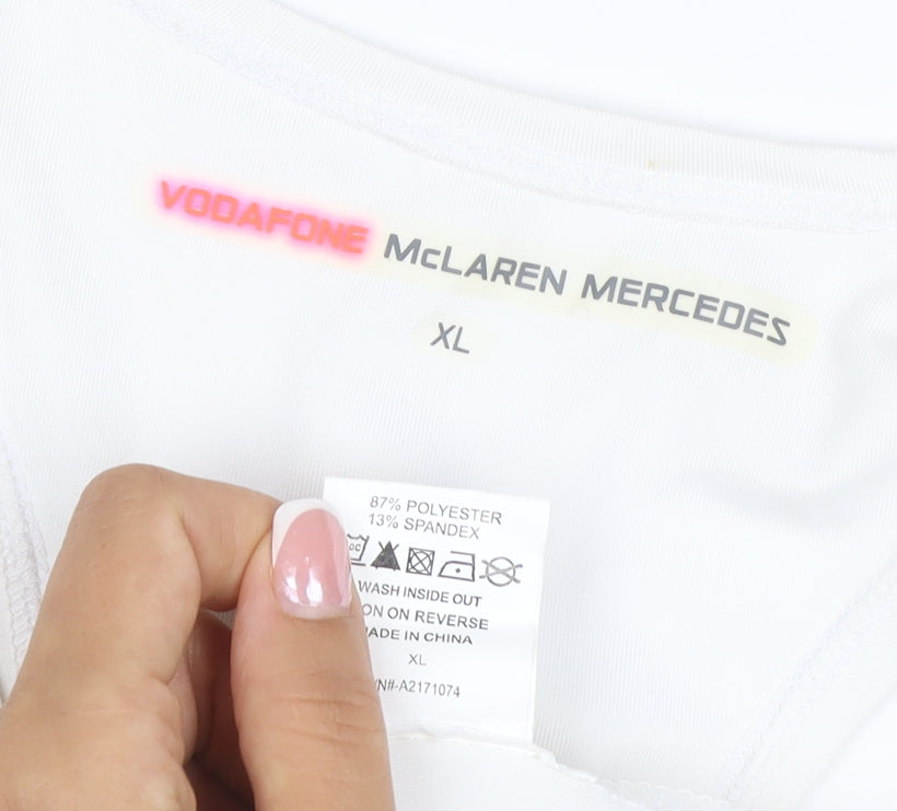 Vodafone McLaren Mercedes Women's White XL Racerback Racing Tank Top