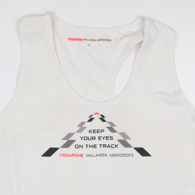 Vodafone McLaren Mercedes Women's White XL Racerback Racing Tank Top
