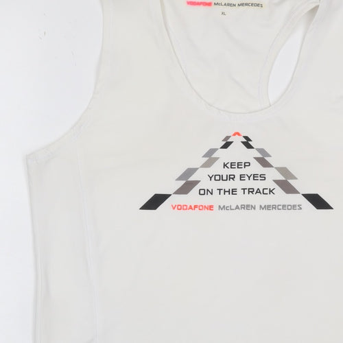 Vodafone McLaren Mercedes Women's White XL Racerback Racing Tank Top