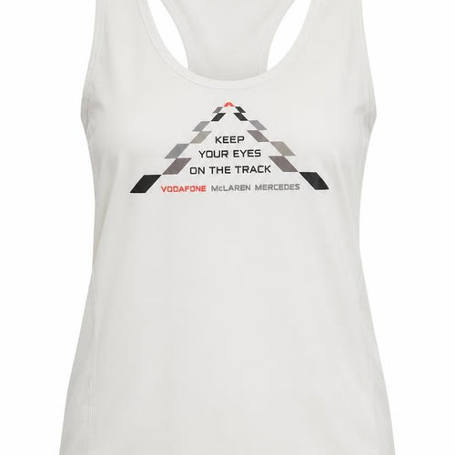 Vodafone McLaren Mercedes Women's White XL Racerback Racing Tank Top