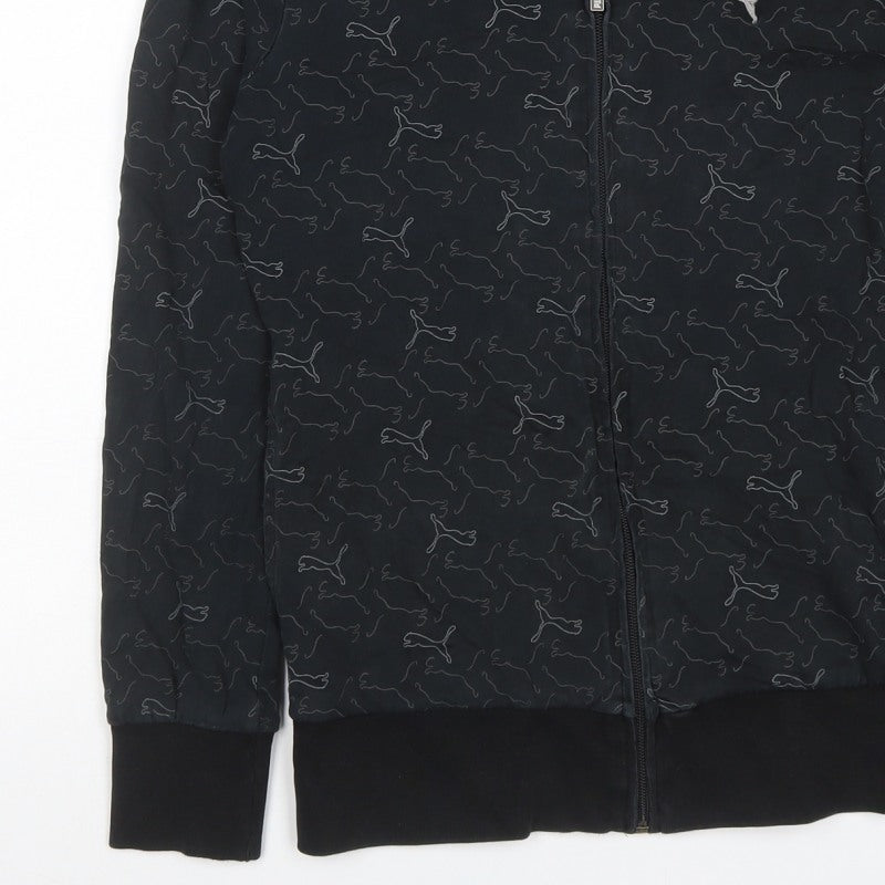 Puma Women’s Black Full Zip Hooded Logo Print Hoodie UK 10