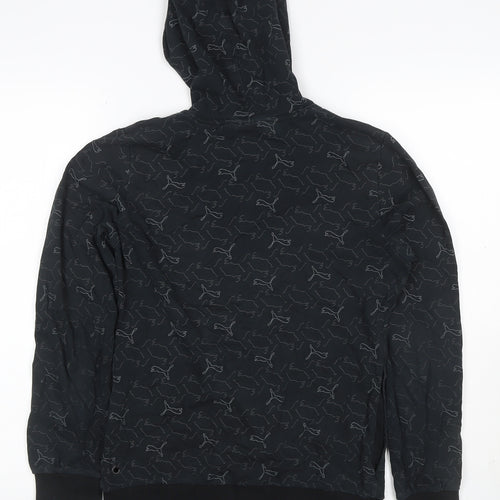 Puma Women’s Black Full Zip Hooded Logo Print Hoodie UK 10