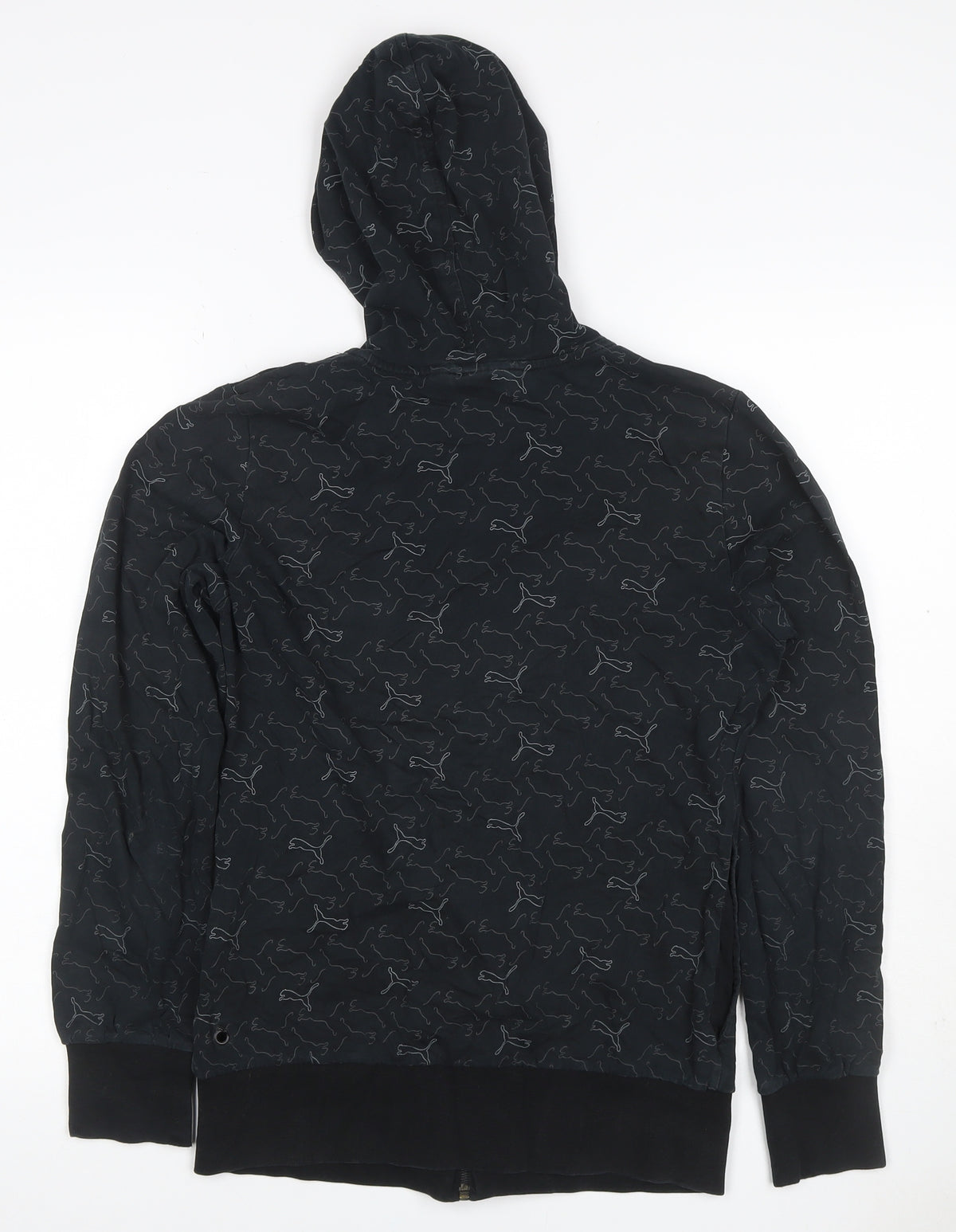 Puma Women’s Black Full Zip Hooded Logo Print Hoodie UK 10