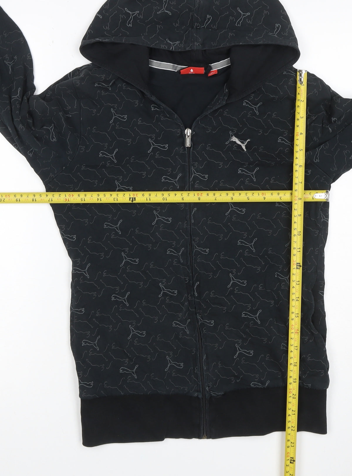 Puma Women’s Black Full Zip Hooded Logo Print Hoodie UK 10
