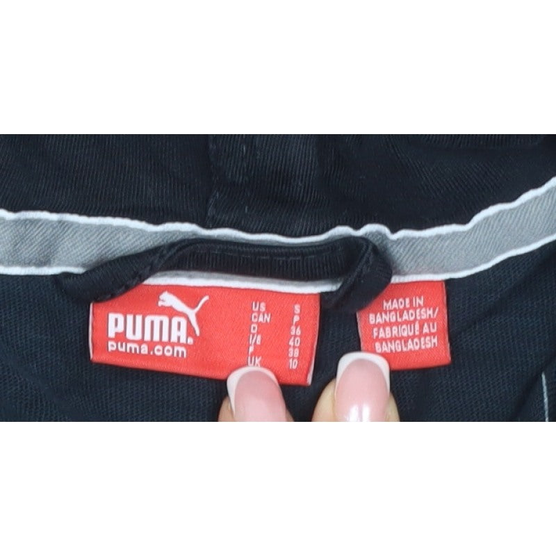 Puma Women’s Black Full Zip Hooded Logo Print Hoodie UK 10