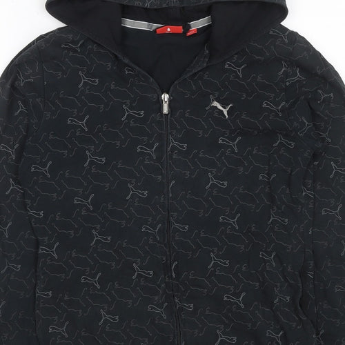 Puma Women’s Black Full Zip Hooded Logo Print Hoodie UK 10