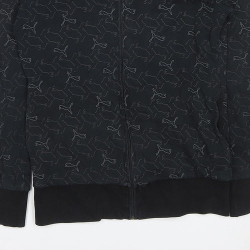 Puma Women’s Black Full Zip Hooded Logo Print Hoodie UK 10