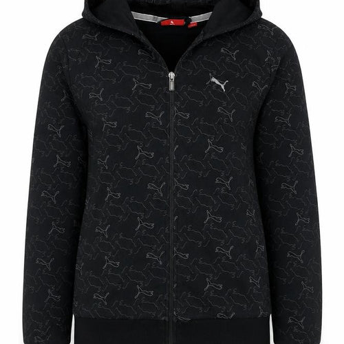 Puma Women’s Black Full Zip Hooded Logo Print Hoodie UK 10