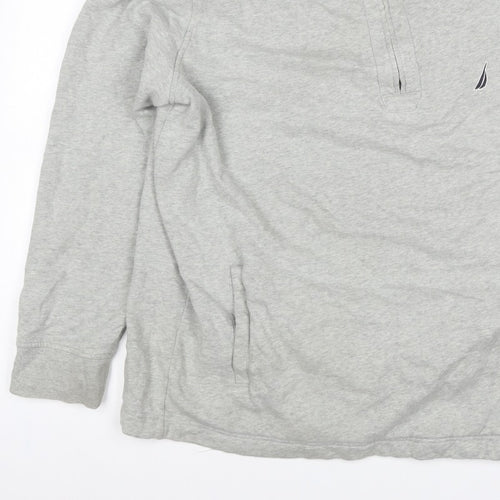 Nautica Men Grey 2XL 1/4 Zip Pullover Sweatshirt Logo