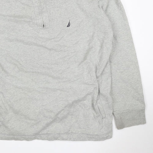 Nautica Men Grey 2XL 1/4 Zip Pullover Sweatshirt Logo
