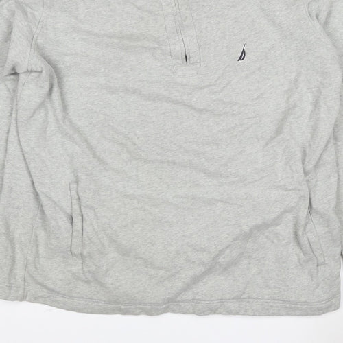Nautica Men Grey 2XL 1/4 Zip Pullover Sweatshirt Logo