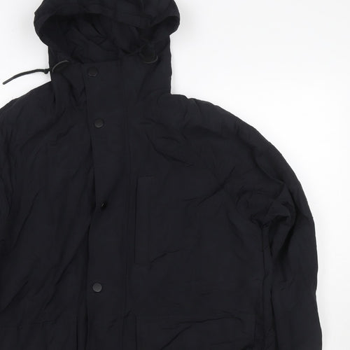 GAP Women Black M Hooded Parka Jacket Recycled Nylon Zip Pockets