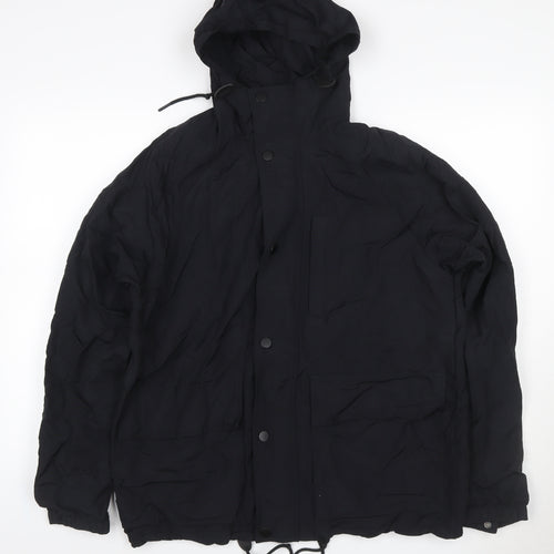 GAP Women Black M Hooded Parka Jacket Recycled Nylon Zip Pockets