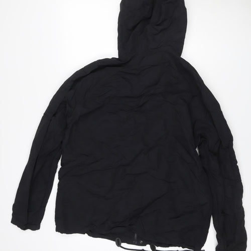 GAP Women Black M Hooded Parka Jacket Recycled Nylon Zip Pockets