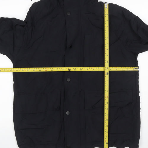 GAP Women Black M Hooded Parka Jacket Recycled Nylon Zip Pockets