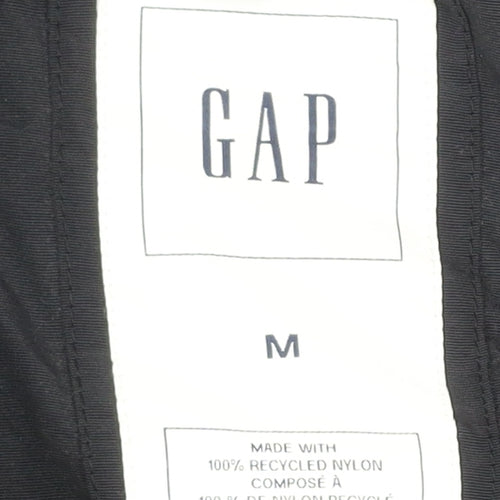 GAP Women Black M Hooded Parka Jacket Recycled Nylon Zip Pockets