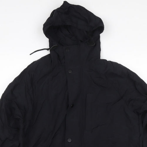 GAP Women Black M Hooded Parka Jacket Recycled Nylon Zip Pockets