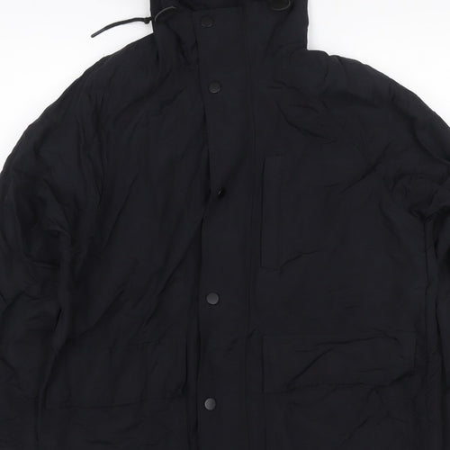 GAP Women Black M Hooded Parka Jacket Recycled Nylon Zip Pockets