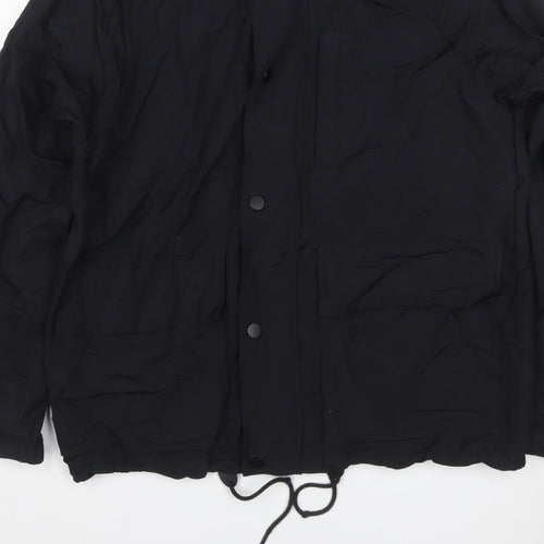 GAP Women Black M Hooded Parka Jacket Recycled Nylon Zip Pockets