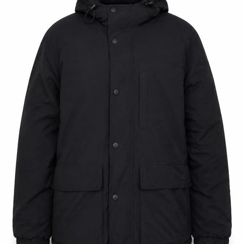 GAP Women Black M Hooded Parka Jacket Recycled Nylon Zip Pockets