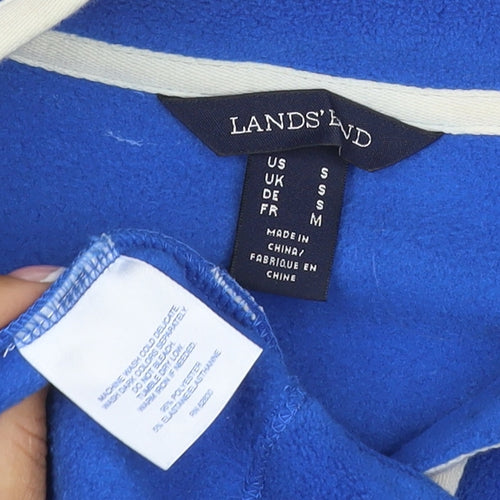 Lands' End Women Blue S Fleece 1/4 Zip Pullover Sweatshirt