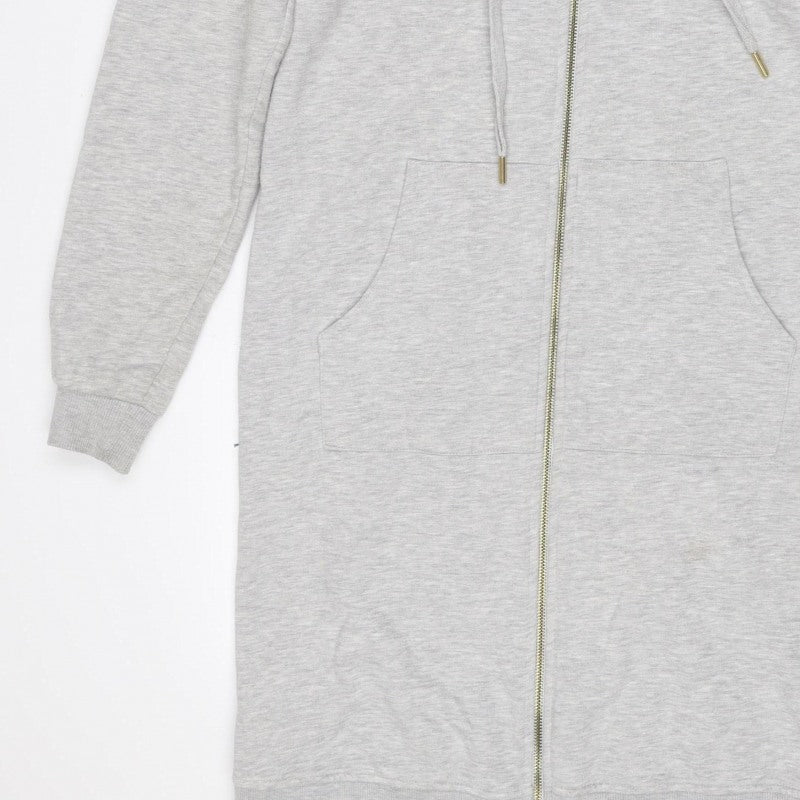 Next Womens Grey UK 8 Full Zip Hoodie Drawstring Pockets