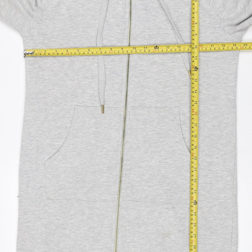 Next Womens Grey UK 8 Full Zip Hoodie Drawstring Pockets