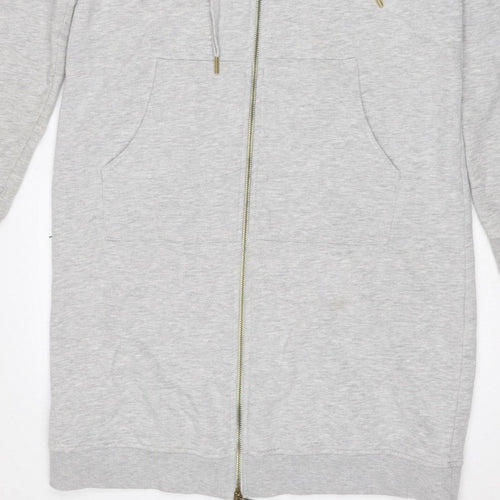 Next Womens Grey UK 8 Full Zip Hoodie Drawstring Pockets