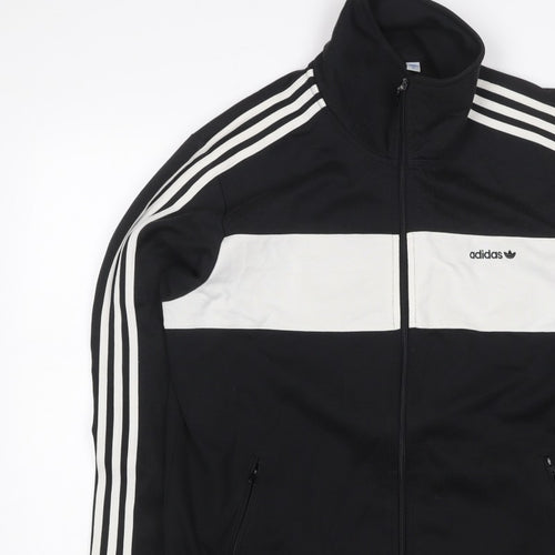 adidas Men’s Black White Stripe Full Zip Track Sweatshirt XL