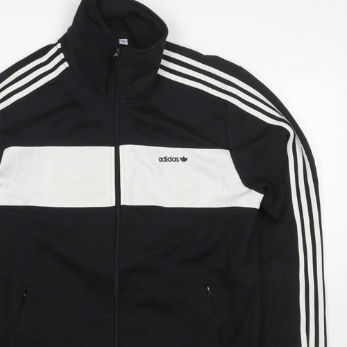 adidas Men’s Black White Stripe Full Zip Track Sweatshirt XL