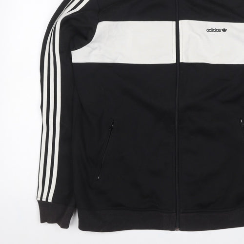 adidas Men’s Black White Stripe Full Zip Track Sweatshirt XL