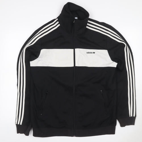 adidas Men’s Black White Stripe Full Zip Track Sweatshirt XL