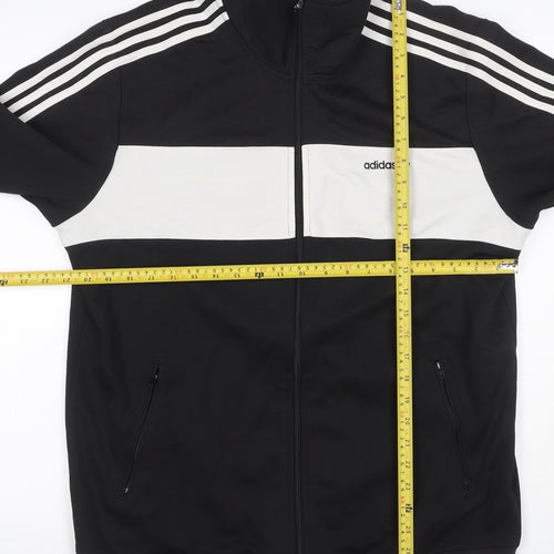 adidas Men’s Black White Stripe Full Zip Track Sweatshirt XL