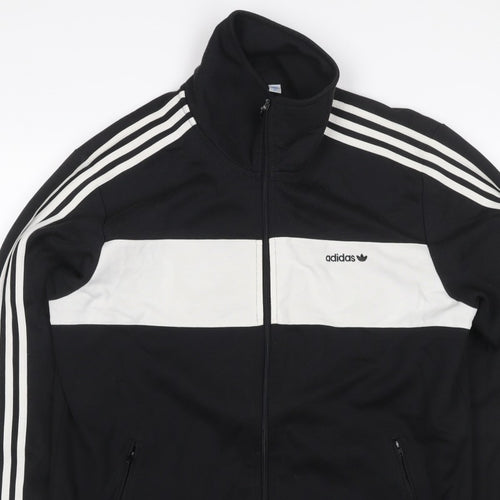 adidas Men’s Black White Stripe Full Zip Track Sweatshirt XL