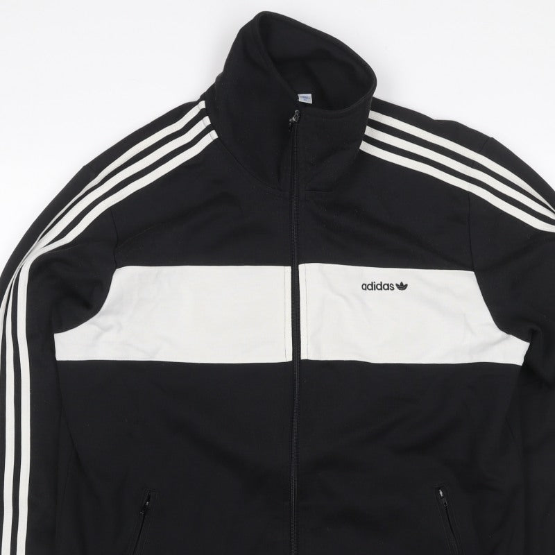 adidas Men’s Black White Stripe Full Zip Track Sweatshirt XL