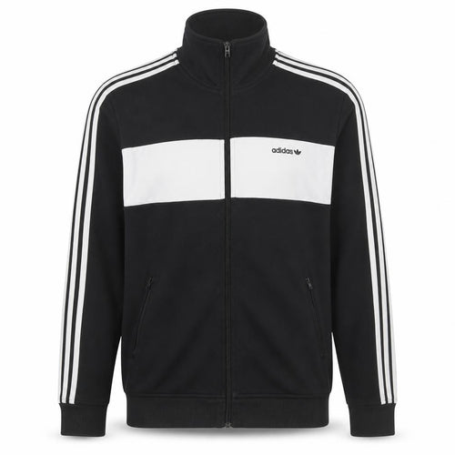 adidas Men’s Black White Stripe Full Zip Track Sweatshirt XL