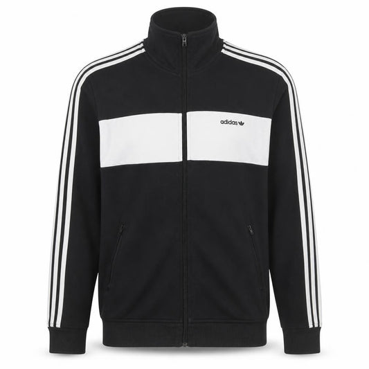 adidas Men’s Black White Stripe Full Zip Track Sweatshirt XL