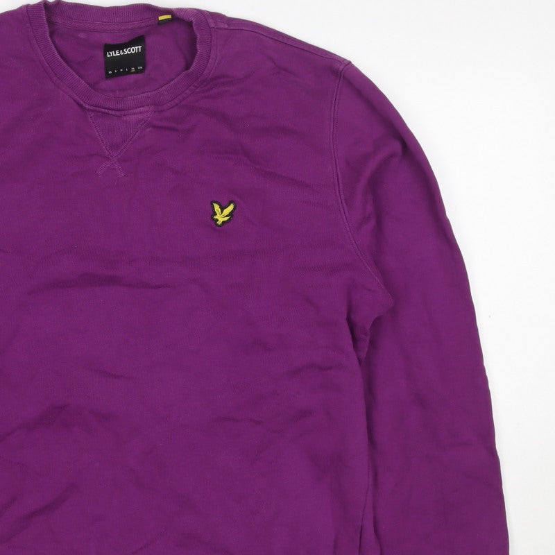 Lyle & Scott Men’s Purple XL Crew Neck Pullover Logo Sweatshirt
