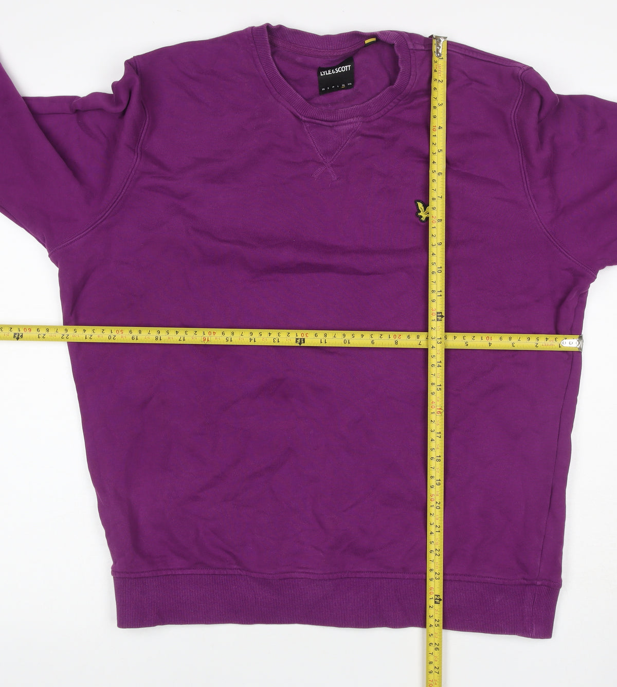 Lyle & Scott Men’s Purple XL Crew Neck Pullover Logo Sweatshirt