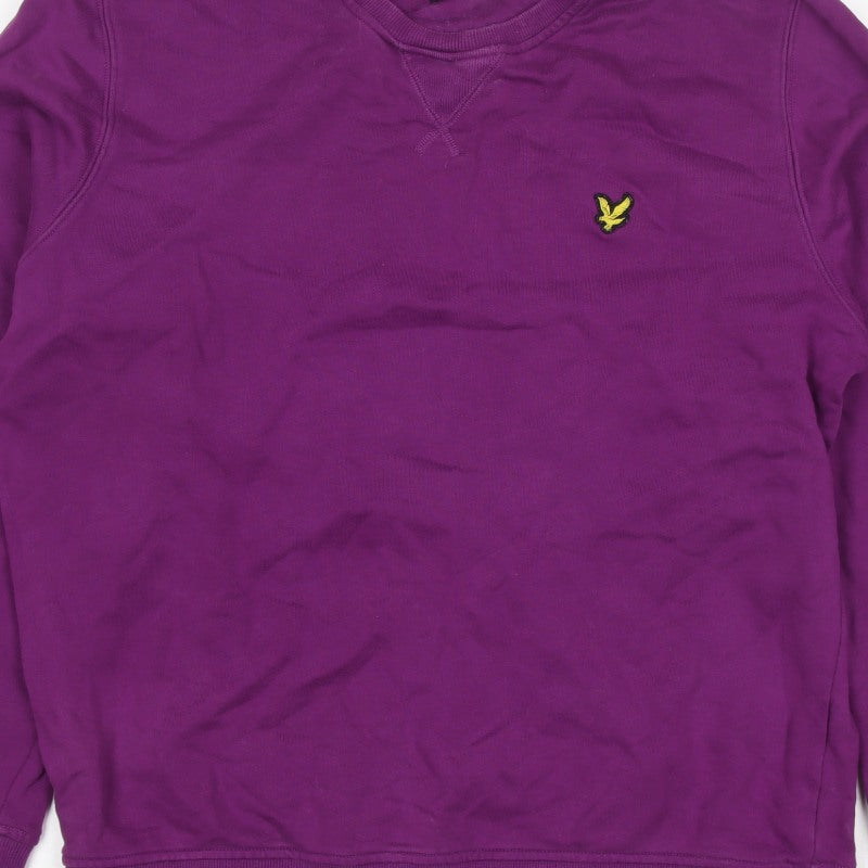 Lyle & Scott Men’s Purple XL Crew Neck Pullover Logo Sweatshirt