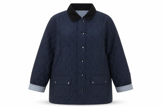 Front view of Urban Diva Women’s Blue, size UK 20, Quilted Mid-Length Coat