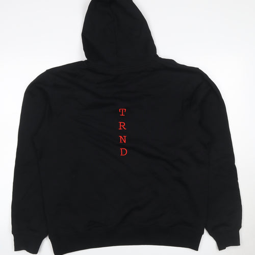 NT UR TRND Men's Black M Pullover Hoodie Red Satin Panel Quotes
