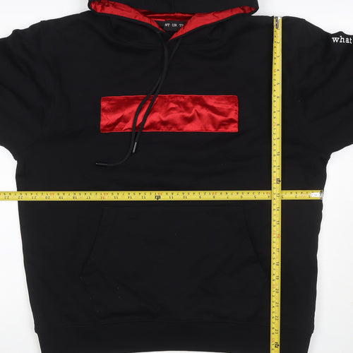 NT UR TRND Men's Black M Pullover Hoodie Red Satin Panel Quotes